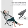 Silla de Platillo Plegable Silla de Luna con Asiento de Tela Oxford y Patas de Metal Carga 120 kg 80x80x75 cm Gris - Ogal.Es
