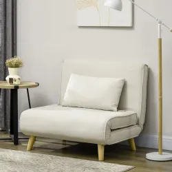 Sillón Cama Individual 3 en 1 Sofá Cama Plegable con Respaldo Ajustable y Cojín para Sala Dormitorio 90x78x79 cm... - Ogal.Es