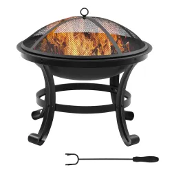 Brasero Exterior para Jardín Pozo de Fuego de Acero con Protector de Chispas y Atizador para Hogueras Ø55x50 cm ... - Ogal.Es
