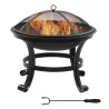 Brasero Exterior para Jardín Pozo de Fuego de Acero con Protector de Chispas y Atizador para Hogueras Ø55x50 cm ... - Ogal.Es