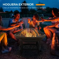Brasero Exterior para Jardín Pozo de Fuego de Acero con Protector de Chispas y Atizador para Hogueras Ø55x50 cm ... - Ogal.Es