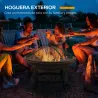 Brasero Exterior para Jardín Pozo de Fuego de Acero con Protector de Chispas y Atizador para Hogueras Ø55x50 cm ... - Ogal.Es