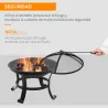 Brasero Exterior para Jardín Pozo de Fuego de Acero con Protector de Chispas y Atizador para Hogueras Ø55x50 cm ... - Ogal.Es