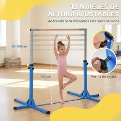 Barra de Gimnasia para Niños de +3 Años Barra de Entrenamiento Altura Ajustable 92-150 cm Carga 75 kg 194x121x15... - Ogal.Es