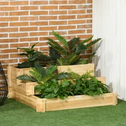 Arriate de Jardín de 3 Niveles con Diseño de Escalera y Tela no Tejida para Cultivos Plantas Flores 93x93x35 cm ... - Ogal.Es