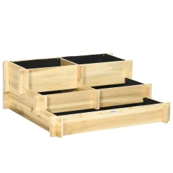 Arriate de Jardín de 3 Niveles con Diseño de Escalera y Tela no Tejida para Cultivos Plantas Flores 93x93x35 cm ... - Ogal.Es