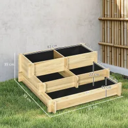 Arriate de Jardín de 3 Niveles con Diseño de Escalera y Tela no Tejida para Cultivos Plantas Flores 93x93x35 cm ... - Ogal.Es