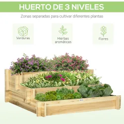 Arriate de Jardín de 3 Niveles con Diseño de Escalera y Tela no Tejida para Cultivos Plantas Flores 93x93x35 cm ... - Ogal.Es