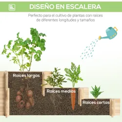 Arriate de Jardín de 3 Niveles con Diseño de Escalera y Tela no Tejida para Cultivos Plantas Flores 93x93x35 cm ... - Ogal.Es
