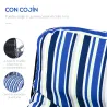 2 Tumbonas de Jardín de Acero con Cojín Acolchado Respaldo Ajustable y Reposapiés 60x75x65-102 cm Rayas Azul - Ogal.Es
