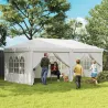 Carpa Plegable 5,85x2,95x2,7 m con 4 Paneles 4 Ventanas 2 Puertas 1 Bolsa Anti-UV y 12 Orificios de Drenaje Blanco - Ogal.Es