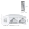Carpa Plegable 5,85x2,95x2,7 m con 4 Paneles 4 Ventanas 2 Puertas 1 Bolsa Anti-UV y 12 Orificios de Drenaje Blanco - Ogal.Es
