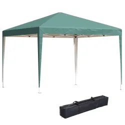 Carpa Plegable 3x3 m con Bolsa de Transporte Altura Ajustable Anti-UV e Impermeable para Terraza Patio Playa Verde - Ogal.Es