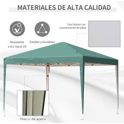 Carpa Plegable 3x3 m con Bolsa de Transporte Altura Ajustable Anti-UV e Impermeable para Terraza Patio Playa Verde - Ogal.Es