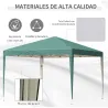 Carpa Plegable 3x3 m con Bolsa de Transporte Altura Ajustable Anti-UV e Impermeable para Terraza Patio Playa Verde - Ogal.Es