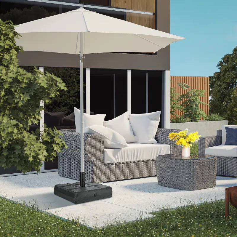 Soporte para Parasol Rellenable de Agua 30 kg y Arena 40 kg para Poste de Paraguas de Ø38/48 mm 49x49x36,5 cm Negro - Ogal.Es