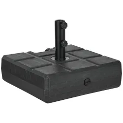 Soporte para Parasol Rellenable de Agua 30 kg y Arena 40 kg para Poste de Paraguas de Ø38/48 mm 49x49x36,5 cm Negro - Ogal.Es