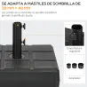 Soporte para Parasol Rellenable de Agua 30 kg y Arena 40 kg para Poste de Paraguas de Ø38/48 mm 49x49x36,5 cm Negro - Ogal.Es