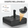 Soporte para Parasol Rellenable de Agua 30 kg y Arena 40 kg para Poste de Paraguas de Ø38/48 mm 49x49x36,5 cm Negro - Ogal.Es