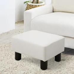 Reposapiés para Sofá Taburete Pequeño Tapizado en Piel Sintética Asiento de Espuma y Patas de Plástico 40x30x24c... - Ogal.Es