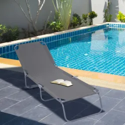 Tumbona de Jardín Plegable con Respaldo Ajustable en 5 Posiciones Carga 120 kg para Terraza Piscina 187x55x24 cm... - Ogal.Es