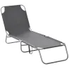 Tumbona de Jardín Plegable con Respaldo Ajustable en 5 Posiciones Carga 120 kg para Terraza Piscina 187x55x24 cm... - Ogal.Es