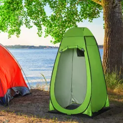 Tienda de Ducha Portátil con Bolsillo Bolsa de Transporte y UV 20+ para Baño Inodoro 126x124x189 cm Verde - Ogal.Es