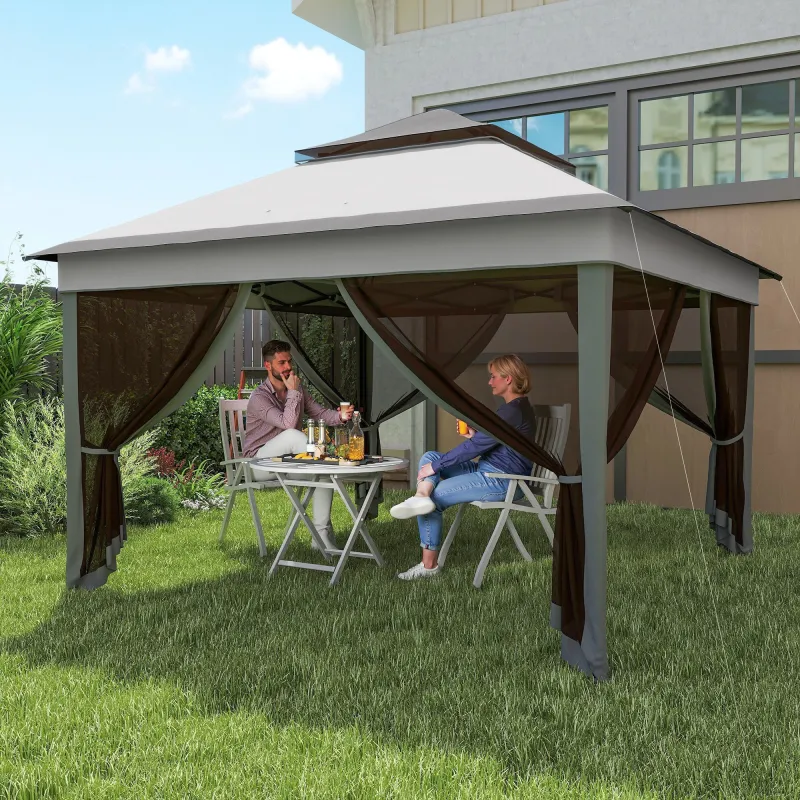 Carpa Plegable 3,26x3,26x2,72 m con Doble Techo Altura Ajustable Mosquiteras Protección UV30+ y Bolsa de Transpo... - Ogal.Es