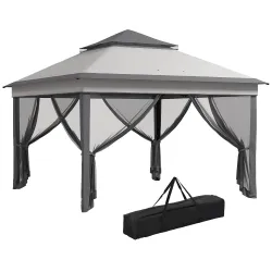 Carpa Plegable 3,26x3,26x2,72 m con Doble Techo Altura Ajustable Mosquiteras Protección UV30+ y Bolsa de Transpo... - Ogal.Es