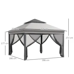 Carpa Plegable 3,26x3,26x2,72 m con Doble Techo Altura Ajustable Mosquiteras Protección UV30+ y Bolsa de Transpo... - Ogal.Es