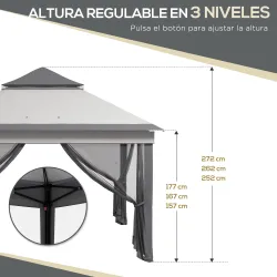 Carpa Plegable 3,26x3,26x2,72 m con Doble Techo Altura Ajustable Mosquiteras Protección UV30+ y Bolsa de Transpo... - Ogal.Es