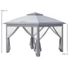 Carpa Plegable 3,3x3,3 m con Altura Ajustable Doble Techo 4 Mosquiteras Extraíbles y Bolsa de Transporte Anti-UV... - Ogal.Es