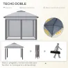 Carpa Plegable 3,3x3,3 m con Altura Ajustable Doble Techo 4 Mosquiteras Extraíbles y Bolsa de Transporte Anti-UV... - Ogal.Es