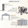 Carpa Plegable 3,3x3,3 m con Altura Ajustable Doble Techo 4 Mosquiteras Extraíbles y Bolsa de Transporte Anti-UV... - Ogal.Es