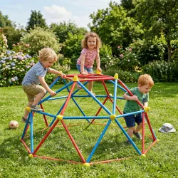 Cúpula de Escalada Juego de Cúpula Geométrica para 3-8 Años con Marco de Metálico Carga 180 kg Ø183x90 cm Rojo y... - Ogal.Es