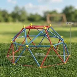 Cúpula de Escalada Juego de Cúpula Geométrica para 3-8 Años con Marco de Metálico Carga 180 kg Ø183x90 cm Rojo y... - Ogal.Es
