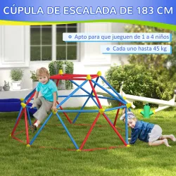 Cúpula de Escalada Juego de Cúpula Geométrica para 3-8 Años con Marco de Metálico Carga 180 kg Ø183x90 cm Rojo y... - Ogal.Es