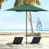 Parasol de Terraza con Mástil de Aluminio Techo de Ventilación y Poste Desmontable Impermeable para Patio Verde - Ogal.Es
