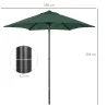 Parasol de Terraza con Mástil de Aluminio Techo de Ventilación y Poste Desmontable Impermeable para Patio Verde - Ogal.Es