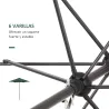 Parasol de Terraza con Mástil de Aluminio Techo de Ventilación y Poste Desmontable Impermeable para Patio Verde - Ogal.Es