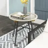 Mesa Auxiliar de Ratán Sintético Redonda para Exteriores con Encimera de Vidrio Templado Ø50x50 cm Crema - Ogal.Es