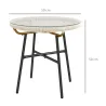 Mesa Auxiliar de Ratán Sintético Redonda para Exteriores con Encimera de Vidrio Templado Ø50x50 cm Crema - Ogal.Es