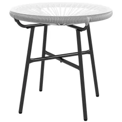 Mesa Auxiliar de Ratán Sintético Redonda para Exteriores con Encimera de Vidrio Templado Ø50x50 cm Gris - Ogal.Es