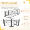 Corralito para Perros de 8 Paneles 80x60 cm con Forma Personalizable Puerta Marco de Acero y 8 Anclajes de Tierr... - Ogal.Es