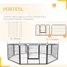 Corralito para Perros de 8 Paneles 80x60 cm con Forma Personalizable Puerta Marco de Acero y 8 Anclajes de Tierr... - Ogal.Es