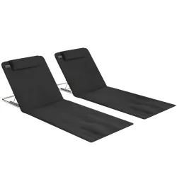 Conjunto de 2 Esterillas con Respaldo Reclinable en 5 Niveles Reposacabezas y Bolsa de Transporte 134x48x33-43 c... - Ogal.Es