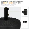Soporte para Parasol Rellenable de Agua 22 kg y Arena 29 kg para Poste de Sombrilla de Ø38/48 mm Ø51x36 cm - Ogal.Es