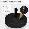 Soporte para Parasol Rellenable de Agua 22 kg y Arena 29 kg para Poste de Sombrilla de Ø38/48 mm Ø51x36 cm - Ogal.Es