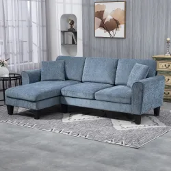 Sofá Rinconera Chaise Lounge Reversible en Forma de L con 2 Cojines Carga 200 kg 230x138x87 cm Azul Oscuro - Ogal.Es