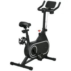 Bicicleta Estática con Asiento y Manillar Ajustables Pantalla LCD Volante Inercia 4 kg y Soporte para Botella Negro - Ogal.Es